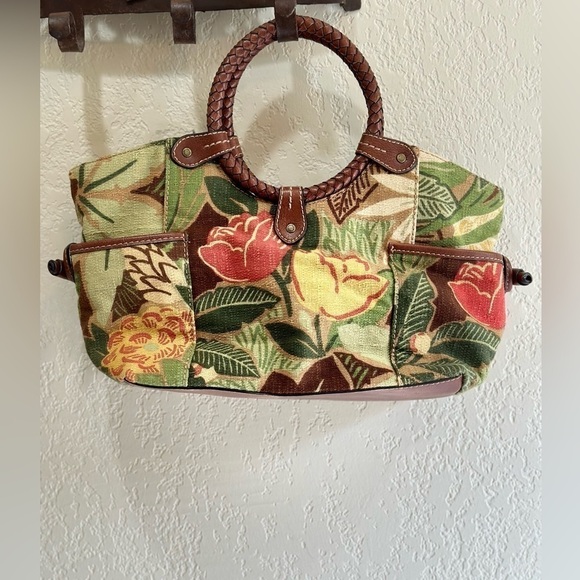 Fossil Floral Canvas Bag with Brown Accents - Picture 2 of 6
